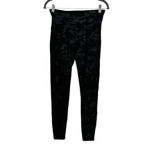 Spanx Faux Leather Black Camo High Rise Legging L